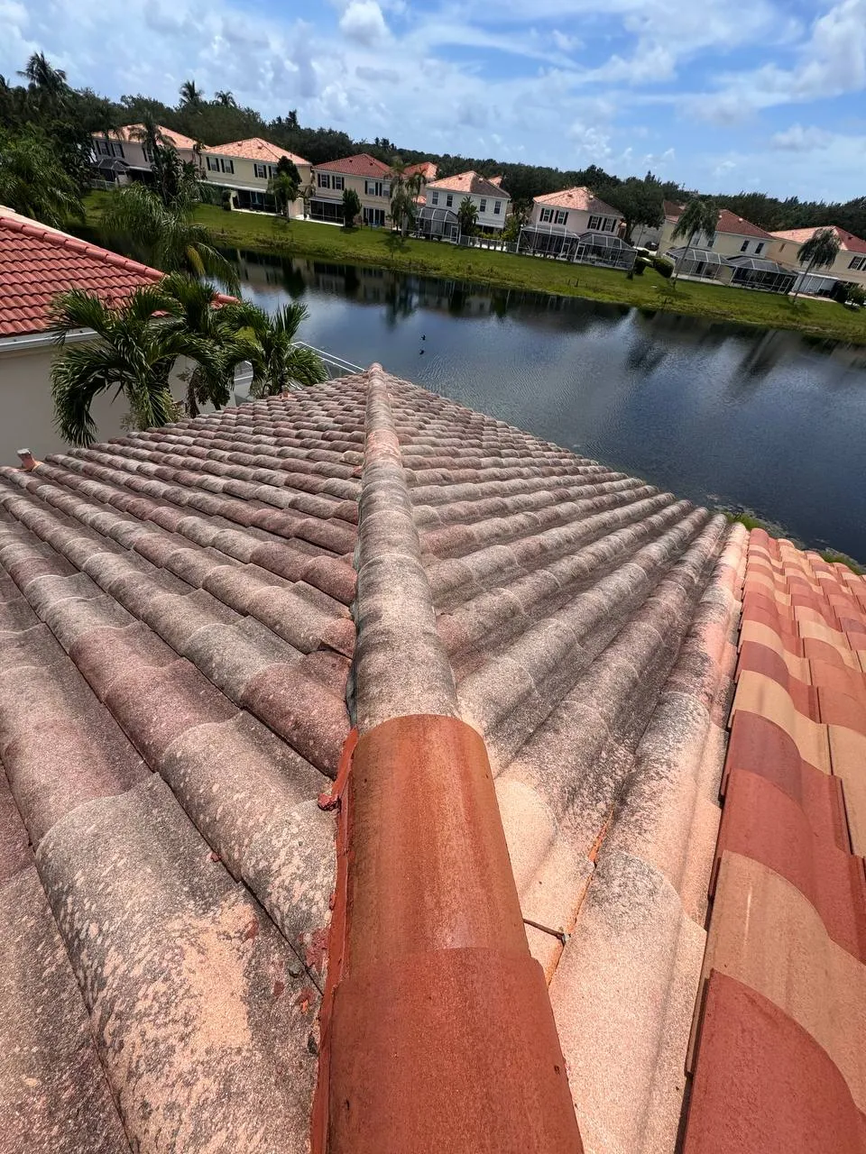 Barrel tile roof soft wash