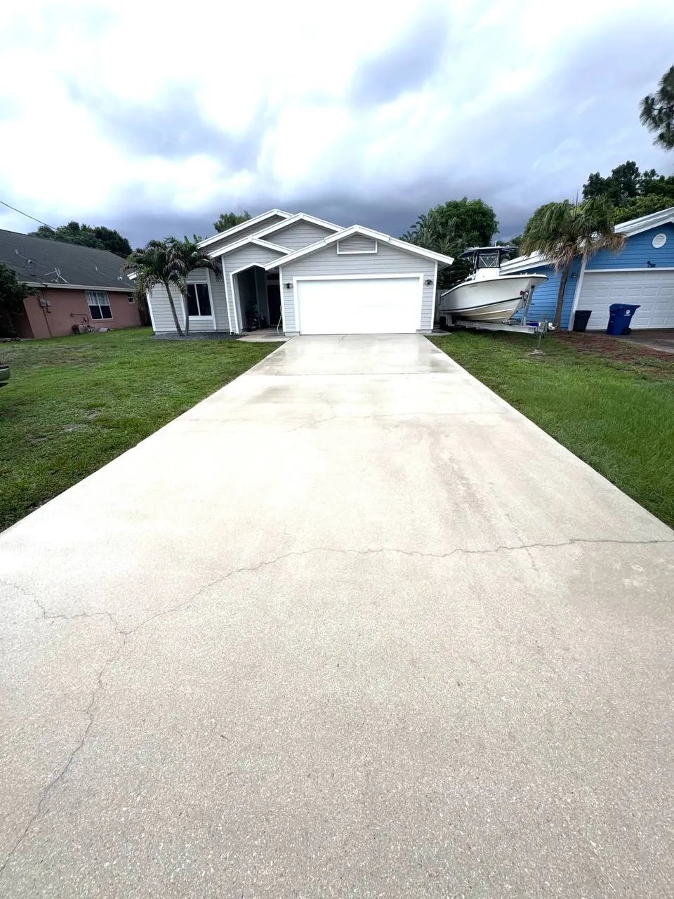 Concrete driveway pressure wash, after